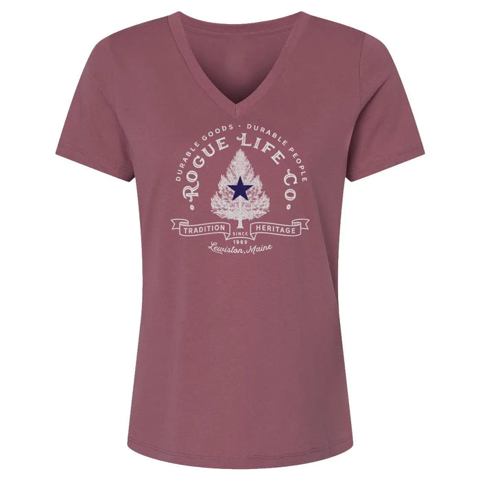 Heritage Tree V-Neck T-Shirt SHOP ROGUE WEAR T-shirt 2XL-Vintage-Rose