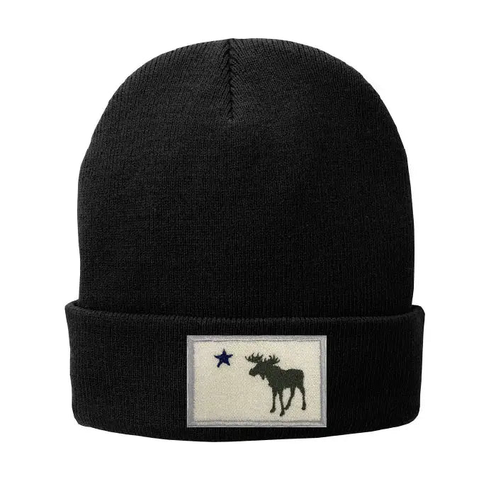 Maine Moose Flag Fleece-Lined Knit Beanie ROGUE LIFE Co. Beanies Black