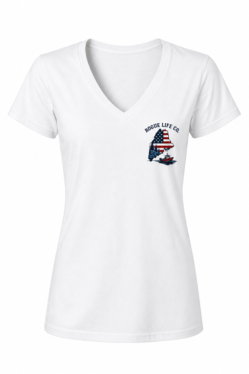 Women’s USA 250th V-Neck Tee – Maine Edition Rogue Life Maine