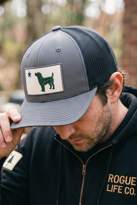 Maine Dog Flag Embroidered Patch Structured Trucker Hat ROGUE LIFE Co. Hat